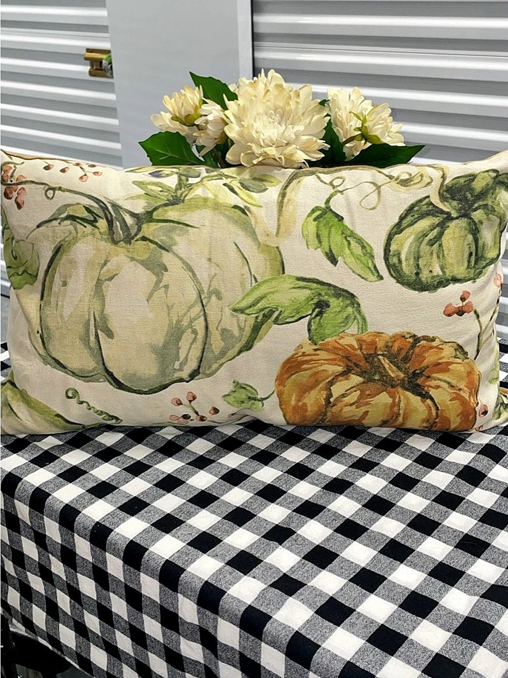 Harvest Decor Pottery Barn Floral Pumpkin Accent Pillow Tan